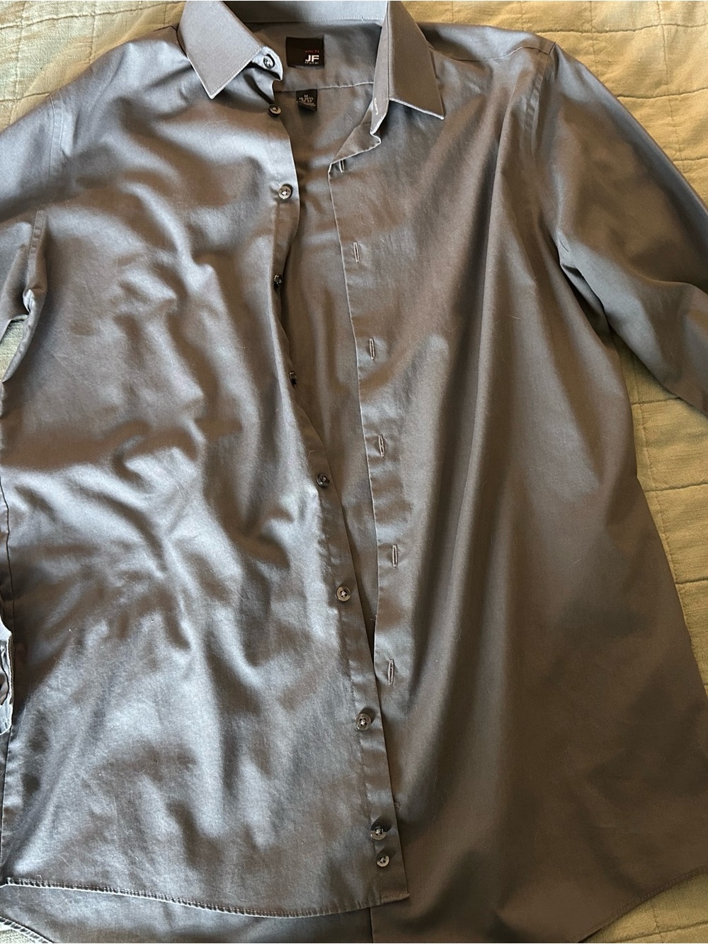 jf j.ferrar Men's Charcoal Button-Down Dress Shirt